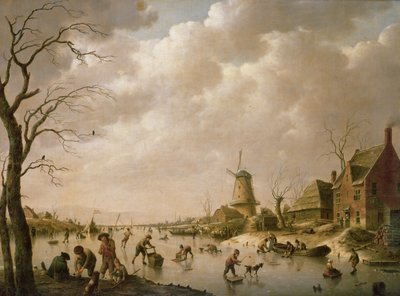 Pattinatori su un canale ghiacciato, 1779 da Hendrik Willem Schweickardt